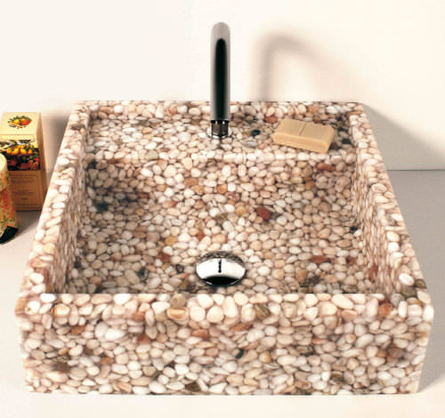 Vasque à poser - BASIN 1 - Effepimarmi - en Riverstone® / carrée / contemporaine