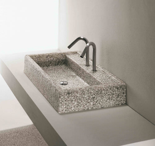 Vasque à poser - BASIN 2 - Effepimarmi - en Riverstone® / rectangulaire / contemporaine