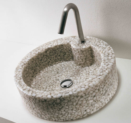 Vasque à poser - BOBO - Effepimarmi - en Riverstone® / ronde / contemporaine