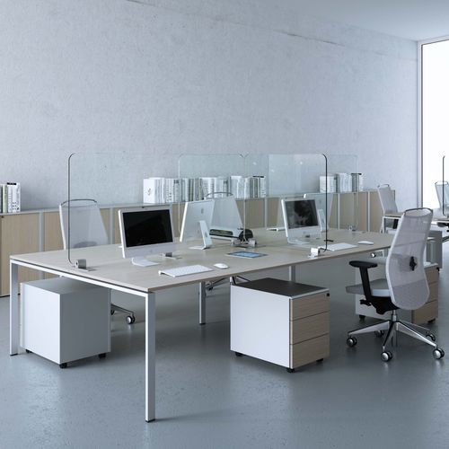 Séparateur de bureau sur bureau - Colcom - en verre / en Plexiglas® / anti-contagion