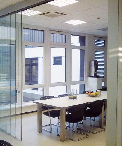 Système coulissant pour porte - TELESCOPICO SINCRO 3 WAYS V-2300 V-2350  - METALGLAS - pour porte en verre