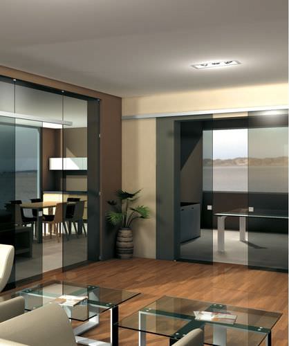 Système coulissant pour porte - EVOLUTION V-5100 V-5150 - METALGLAS - pour porte en verre