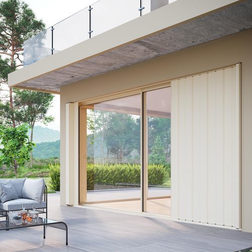 Volet coulissant - SKURO SIKURO - Sunroom S.p.A. - aluminium / en acier / aspect bois