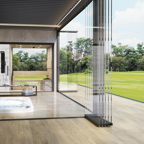 Système coulissant en aluminium - TUTTOVETRO FLOOR - Sunroom S.p.A. - pour porte en verre / mural / pliant