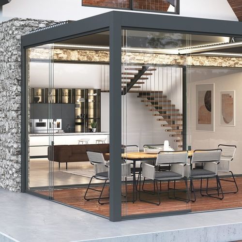 Pergola adossée - OSKURA 2.0 - XL - Sunroom S.p.A. - en aluminium extrudé / à lames orientables / à lames brise soleil