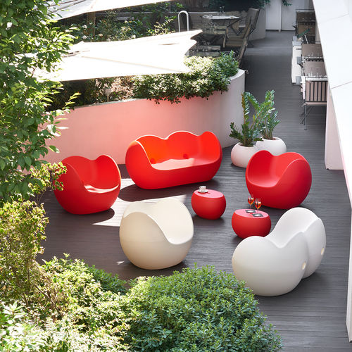 Canapé contemporain - BLOSSY - SLIDE - d'extérieur / lumineux / gris