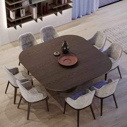 Table à manger contemporaine - MR. BIG - Olivieri - en chêne / avec piètement en chêne / avec piètement en métal laqué