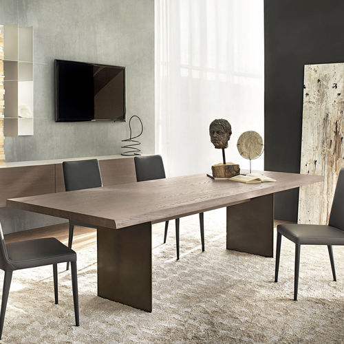 Table à manger contemporaine - ALFRED  - Olivieri - en placage de bois / en contreplaqué / avec piètement en plaqué bois