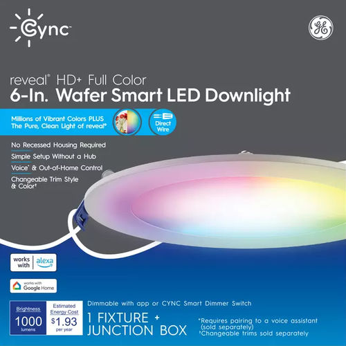 Luminaire encastré - GE CYNC REVEAL HD+ - GE Lighting - LED RGBW / wifi / rond
