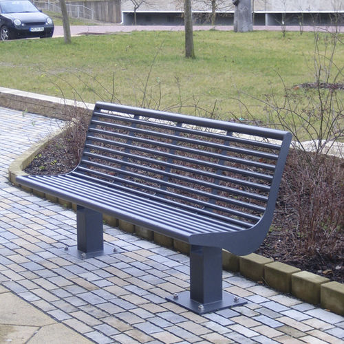 Banc public contemporain - LAURA   - LEIPZIGER LEUCHTEN - en inox / avec dossier