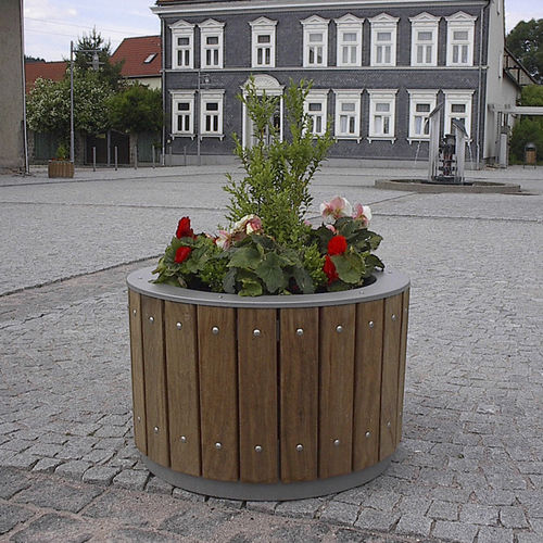 Jardinière en bois - PETRA    - LEIPZIGER LEUCHTEN - en acier inoxydable / ronde / contemporaine
