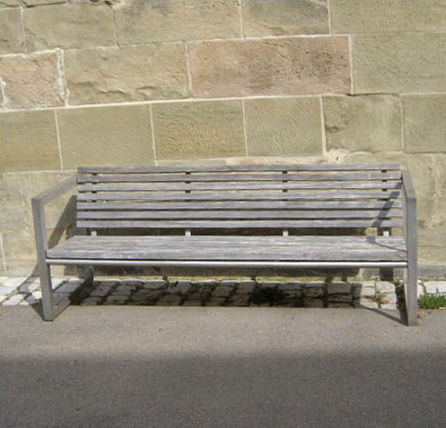 Banc public contemporain - QUADRATONE 2 - LECCOR Leuchten GmbH - en bois / en acier inoxydable / avec dossier