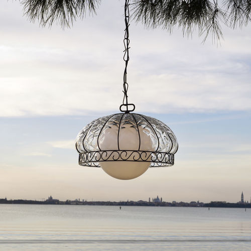 Suspension - MARGHERITA - Siru Lighting - en fil de métal / en verre soufflé / classique