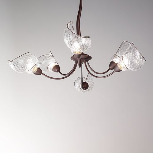 Lustre contemporain - CHIOCCIOLA - Siru Lighting - en métal / en verre soufflé / 6 ampoules