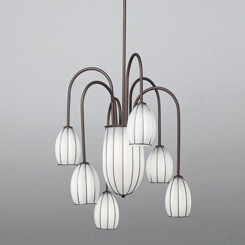 Lustre contemporain - SALICE - Siru Lighting - en verre soufflé / 8 ampoules / candélabre