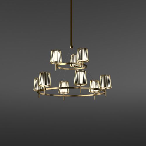 Lustre contemporain - JULIA - Quasar Holland - en laiton / en acier inoxydable / professionnel