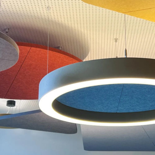 Panneau acoustique suspendu - 411-1050 03 42 20 27 - PROLICHT - rond / aspect tissu / coloré