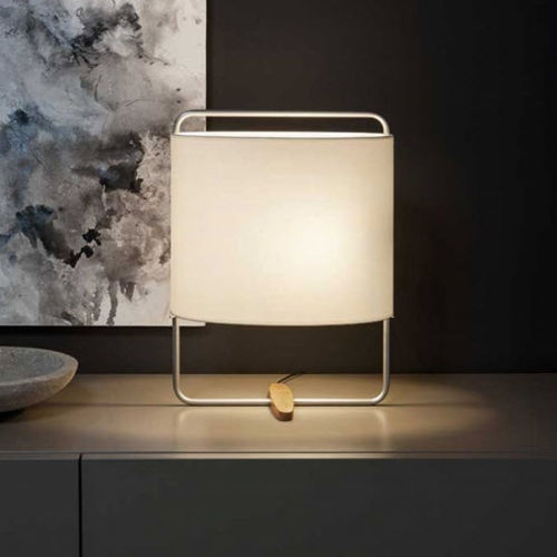 Lampe de table - MARGOT - Carpyen, - en métal / en satin / en chêne naturel