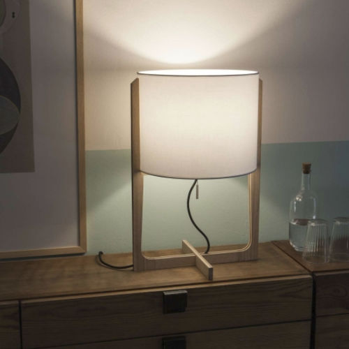 Lampe de table - MELINA - Carpyen, - en lin / en chêne / contemporaine