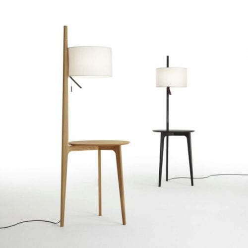 Lampe sur pied - CARLA - Carpyen, - en lin / en chêne / en chêne naturel