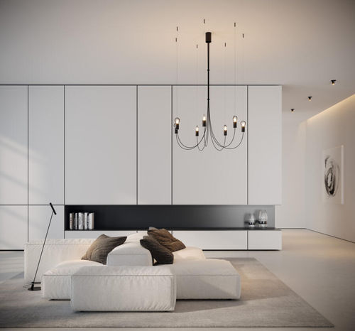 Lustre contemporain - JUMBO - OTY - en fil de métal / en tissu / 7 ampoules