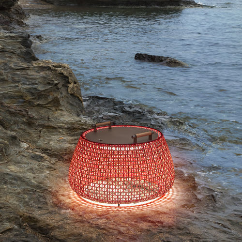 Table d'appoint contemporaine - Nans Bag/38/R - BOVER Barcelona - en teck / en aluminium / en acier inoxydable