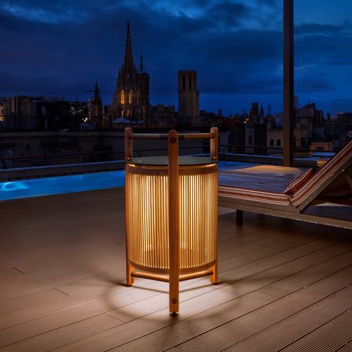 Lampe de sol - Kando P/76/R  - BOVER Barcelona - en aluminium / en teck / en polycarbonate