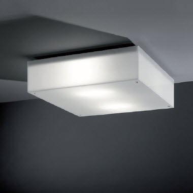 Plafonnier contemporain - AQUARIUM: AQ IP 4 - Ateh, spo. - carré / en acier inoxydable brossé / en Plexiglas®