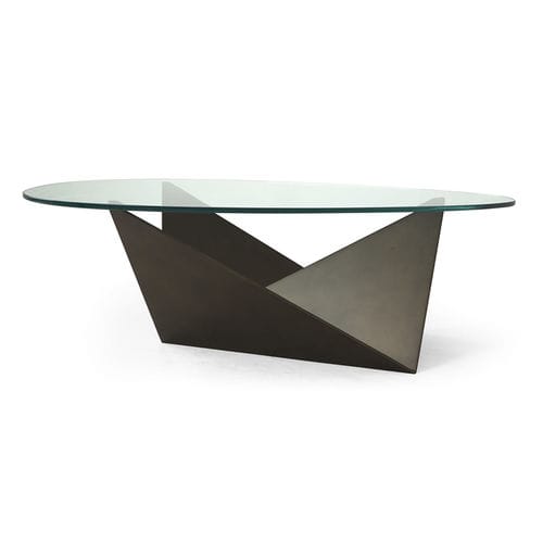 Table contemporaine - 76-0362 LANG - Christopher Guy - en verre trempé / avec piètement en fer / courbée