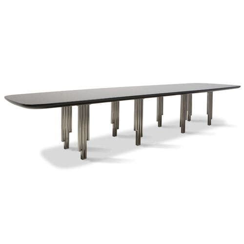 Table à manger contemporaine - EIFFEL III - Christopher Guy - en placage de bois / en acajou / avec piètement en acier