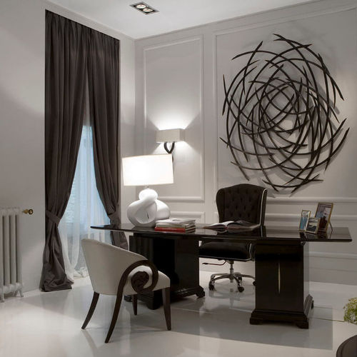 Lampe de table - 90-0022 HUIT - Christopher Guy - en soie / en acajou / classique