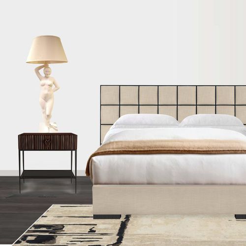 Lampe de chevet - 90-0035 GIORGETTE - Christopher Guy - en soie / en pierre calcaire / vintage