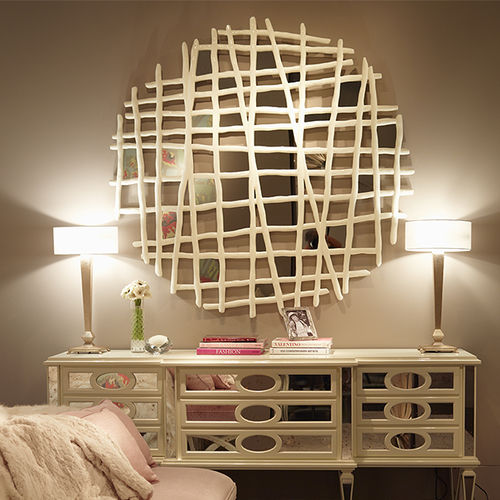 Miroir mural - 50-2855 TWIG GRID - Christopher Guy - classique / rond / en bois de feuillus