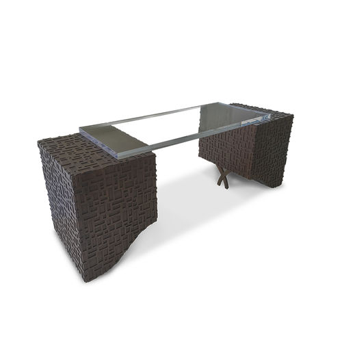 Bureau contemporain - 83-0012 LONGINES  - Christopher Guy - en acajou / en verre