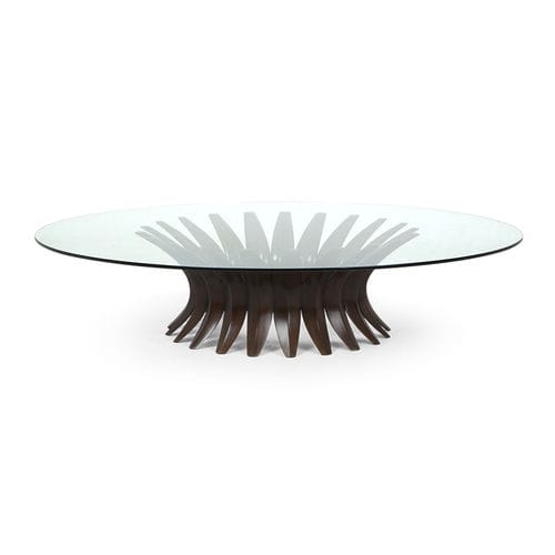 Table basse classique - 76-0354 NIEMEYER - Christopher Guy - en verre trempé / avec piètement en acajou / ronde