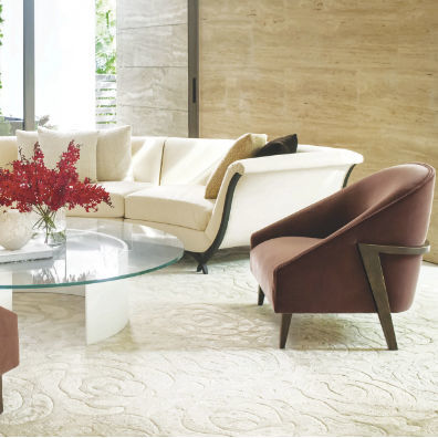 Fauteuil contemporain - MILTON - Christopher Guy - en tissu / en acajou / gris