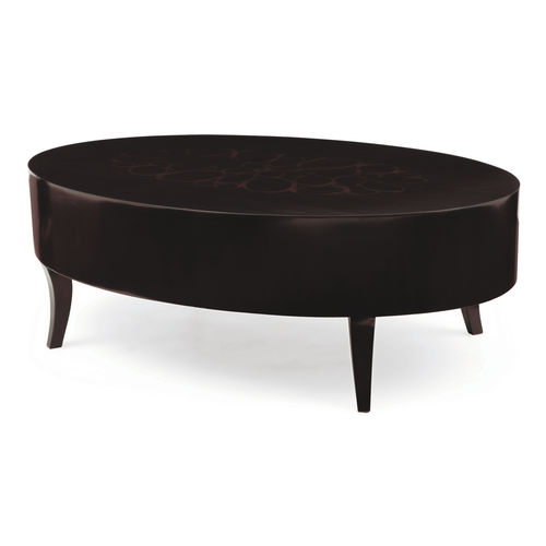 Table basse classique - 76-0012 HILTON  - Christopher Guy - en placage de bois / avec piètement en acajou / ovale