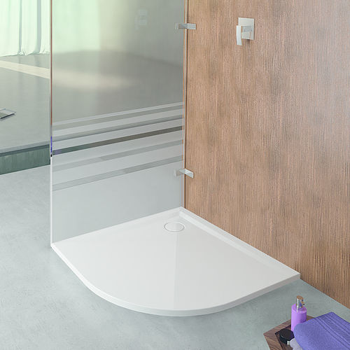 Receveur de douche d'angle - MUNA: 4195XA - HOESCH - à poser / extra plat / en fonte minérale