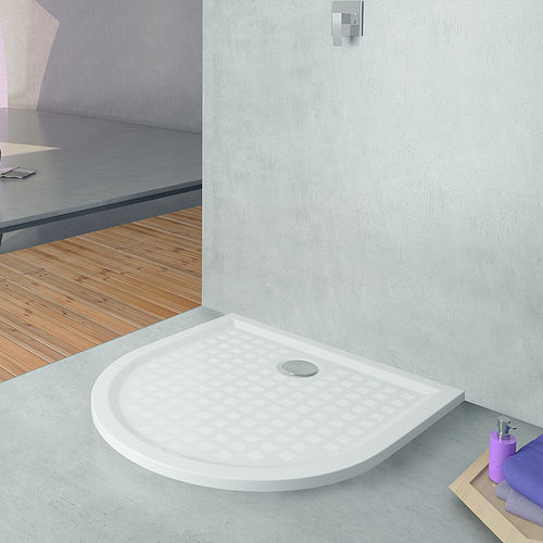 Receveur de douche en forme de D - MUNA: 4198 - HOESCH - à poser / extra plat / en fonte minérale