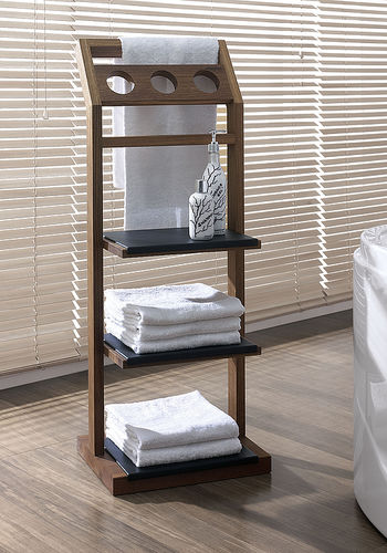 Étagère contemporaine - 89219 - HOESCH - en teck / de salle de bain / porte-serviettes