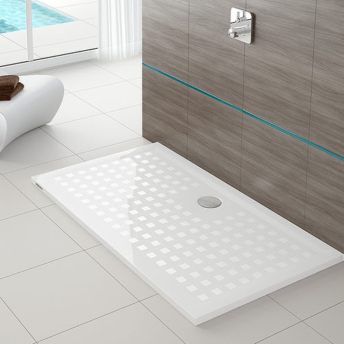 Receveur de douche rectangulaire - MUNA: 4163 - HOESCH - à poser / extra plat / en fonte minérale