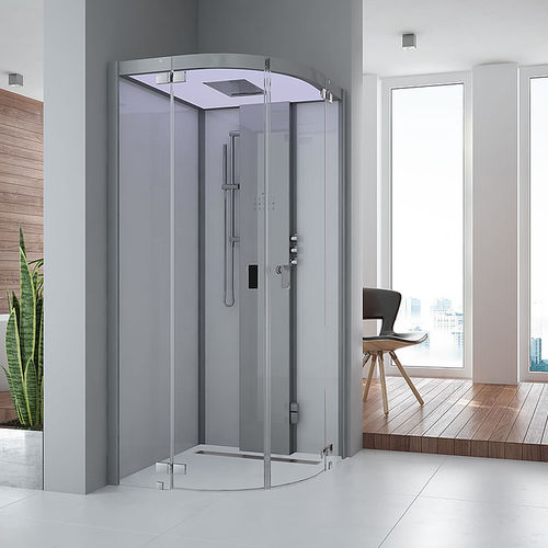 Cabine de douche à vapeur - SENSEPERIENCE: 533211B - HOESCH - en verre / avec porte battante / courbée