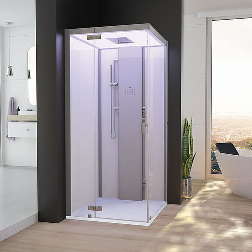 Cabine de douche à vapeur - SENSEPERIENCE: 532111B - HOESCH - en verre / avec porte battante / carrée