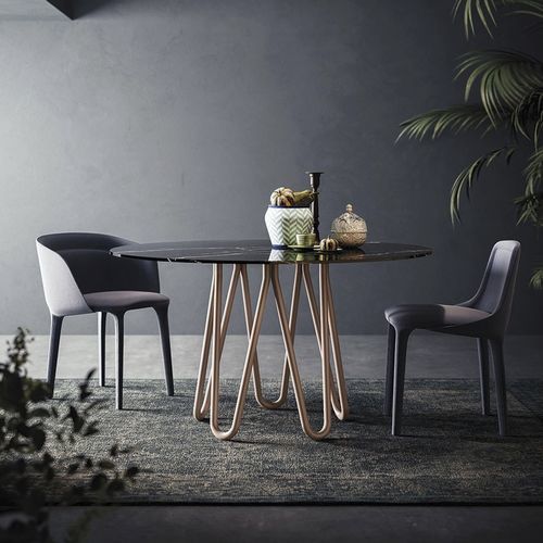 Table contemporaine - MEDUSE  - CASAMANIA HORM - en marbre / avec piètement en métal peint / ronde
