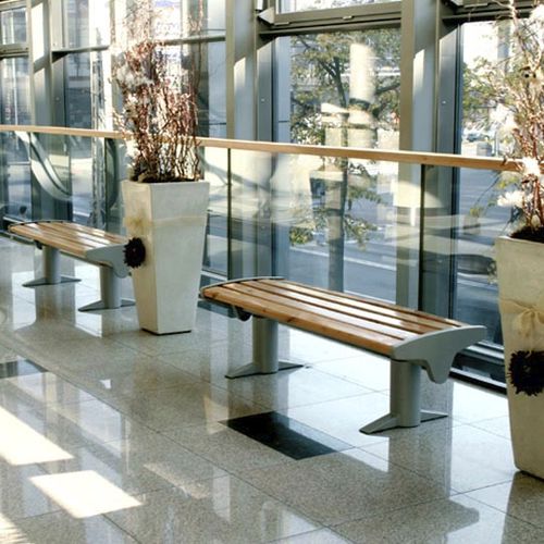 Banc public contemporain - LA6    - F.P.H. Art Metal Sp.J. - en bois / en acier galvanisé / pour école