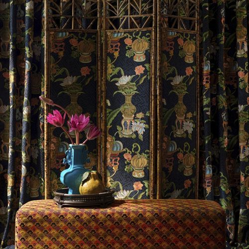 Tissu pour la décoration intérieure - ODYSSEY II - JIM THOMPSON - à motif floral / à rayures / à motif scène