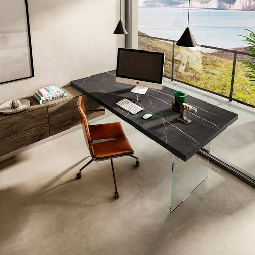 Bureau sur pied - Air  - LAGO - contemporain / en bois laqué / droit