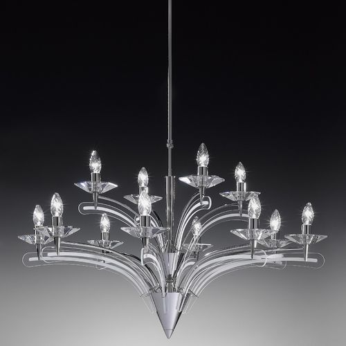 Lustre contemporain - ICARO - METAL LUX - en cristal / 12 ampoules / professionnel