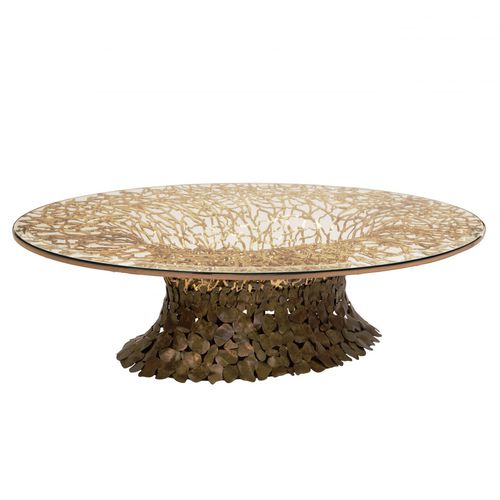 Table basse design original - GOLDENART 598/T160x120 - iDL - en verre / en métal / avec piètement en métal