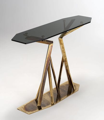 Console design organique - ACROPORA  - iDL - en verre / en métal / avec piètement en métal